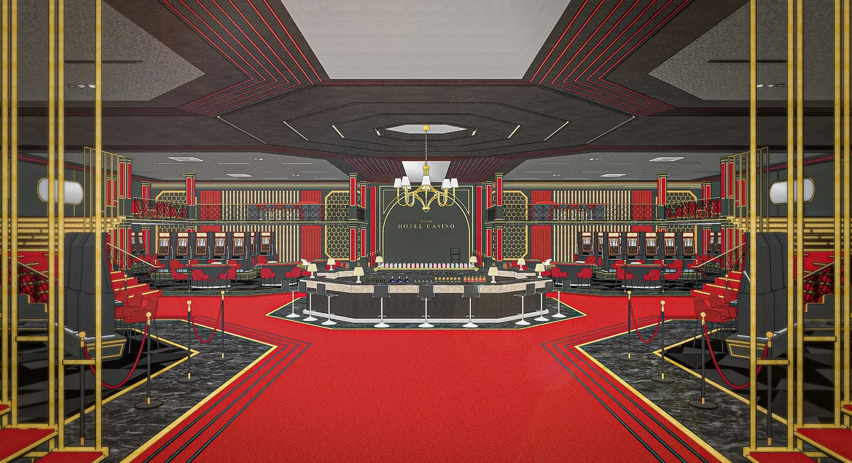 豪華な内装のカジノフロア