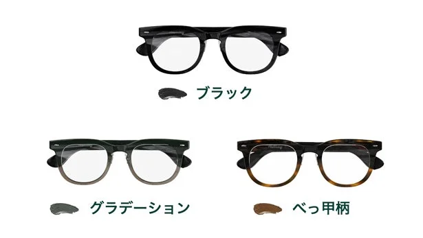 3種類の異なるデザインのメガネを並べて紹介している画像