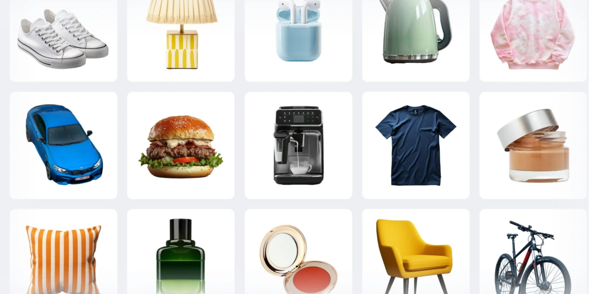 様々な商品が白抜きされている画像