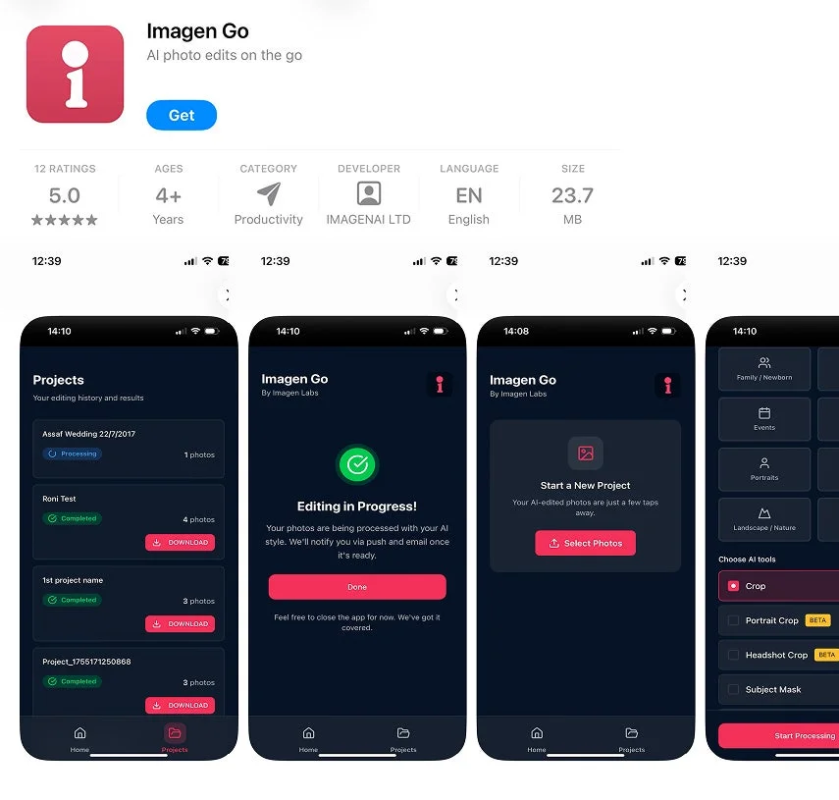 Imagen Goモバイルアプリの画面