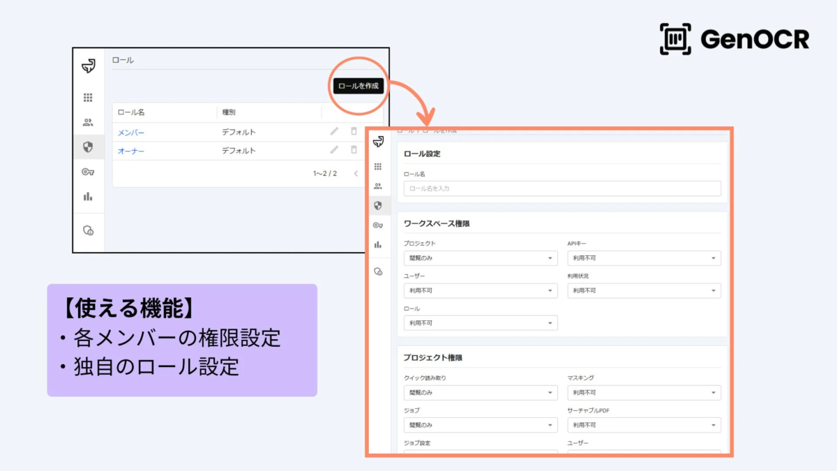 権限管理機能(ロール設定対応)