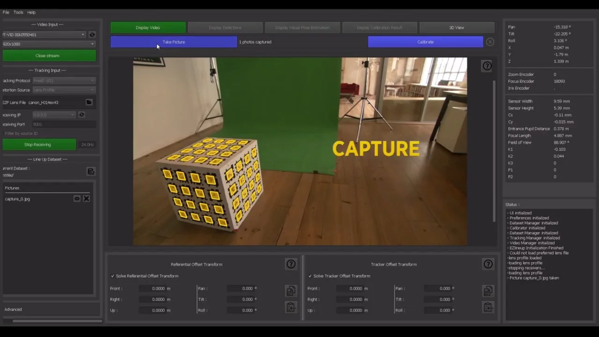 ARタグキューブを使ったカメラオフセットの様子
