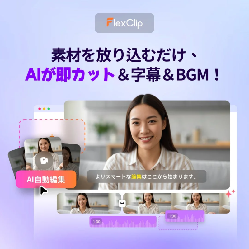 FlexClipのAI自動編集機能の紹介