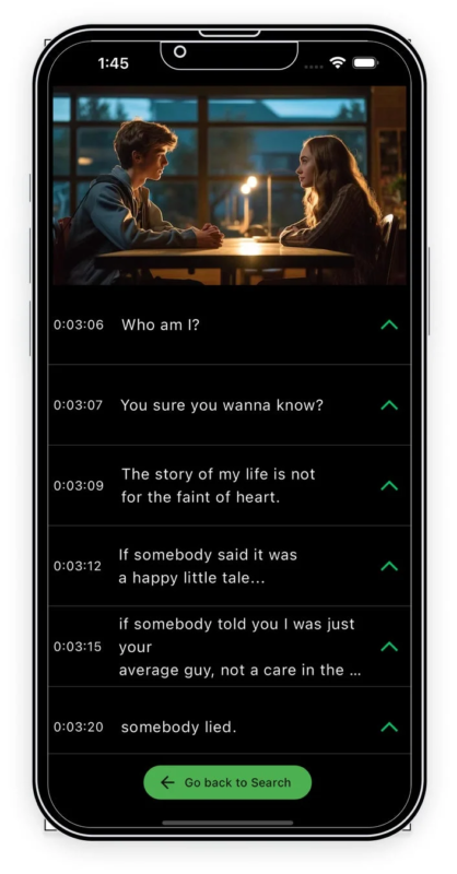 英語字幕表示の様子