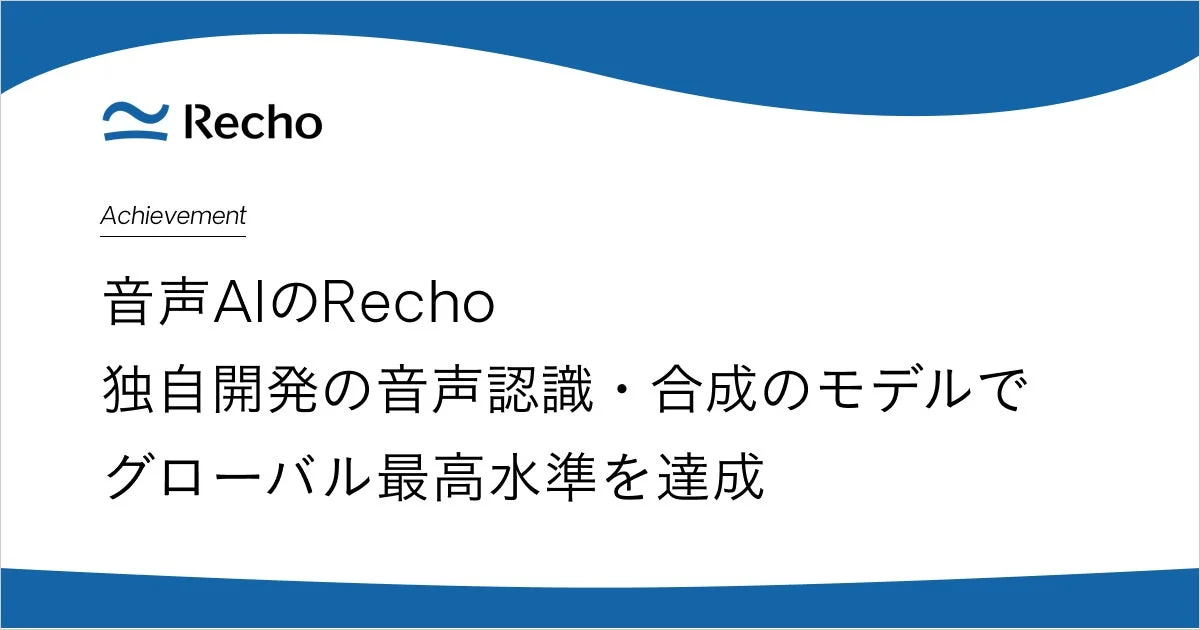 Rechoの音声AIモデルがグローバル最高水準を達成
