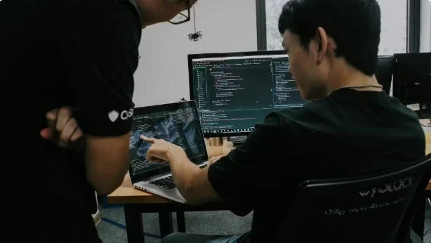プログラミング、コーディング、共同作業、IT、エンジニア、オフィス、開発、パソコン、テクノロジー、ラップトップ、モニター、男性