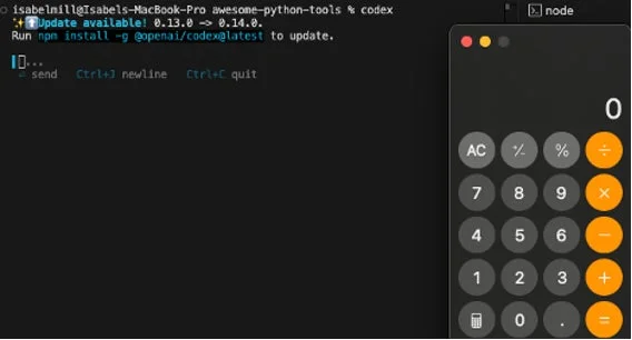電卓アプリが起動する様子