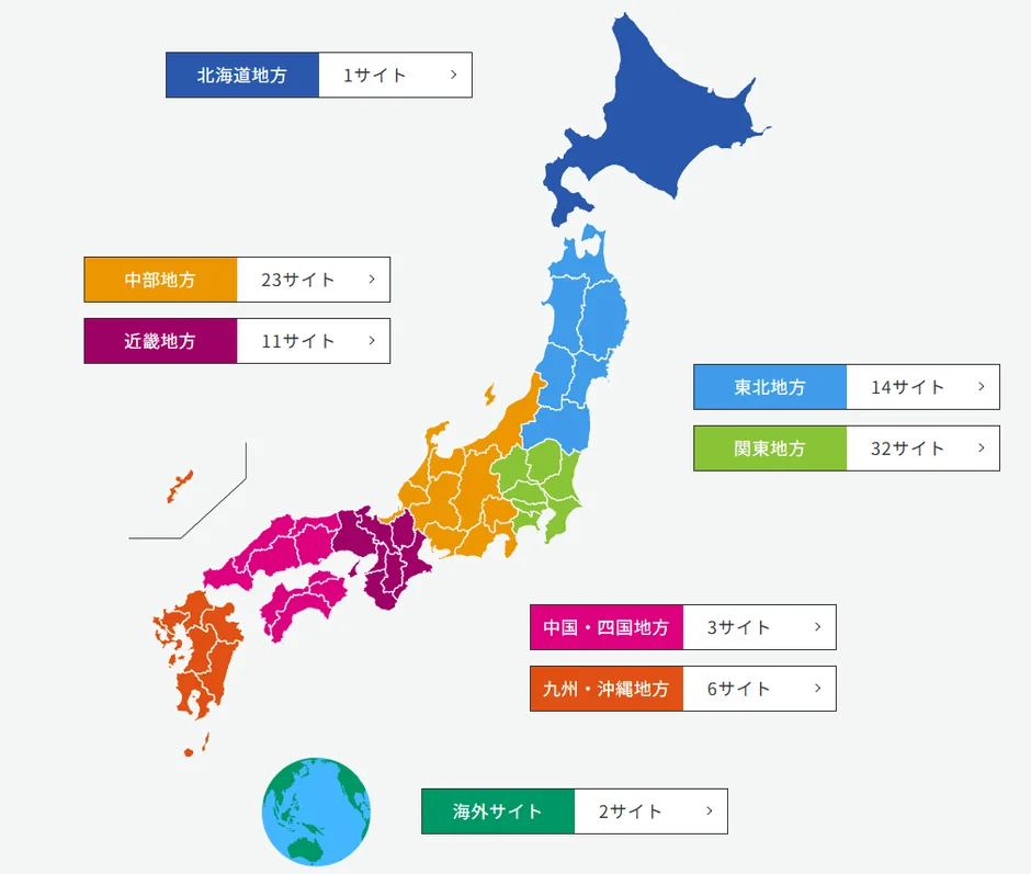 AreaCAMPの導入実績を示す日本地図