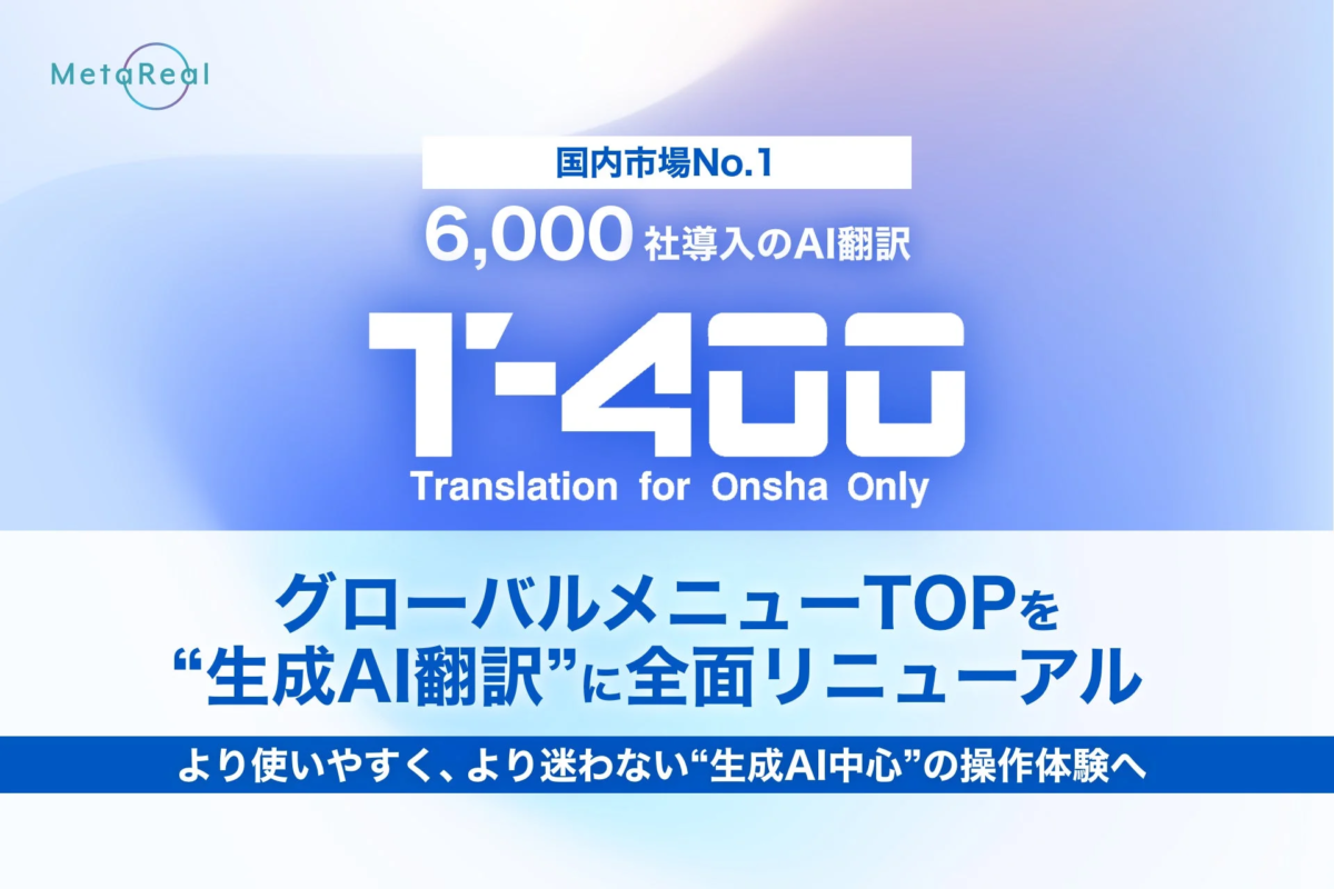 MetaRealのAI翻訳サービス「T-400」の広告画像