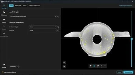 ポロシティ/インクルージョン解析ソフトウェアのインターフェース