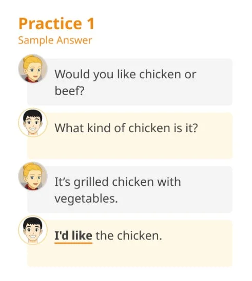 機内食の注文例