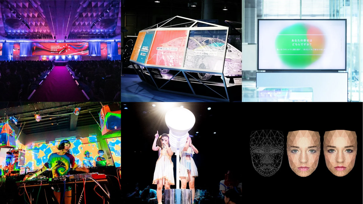 企業イベント、自動車技術展示、インタラクティブディスプレイ、DJパフォーマンス、ステージショー、3Dフェイシャルモデリングなど、多様なテクノロジーとエンターテイメントのシーンを組み合わせたものです