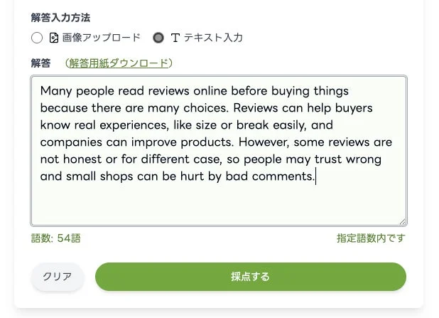 解答入力画面の例