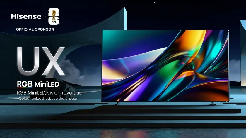 HisenseのUX RGB MiniLEDテレビの広告画像。