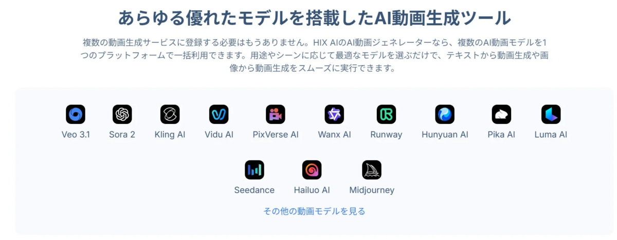 複数のAI動画生成モデル