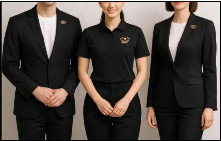 新しいユニフォームを着用したスタッフ