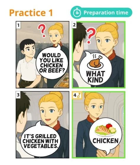 機内食の注文練習