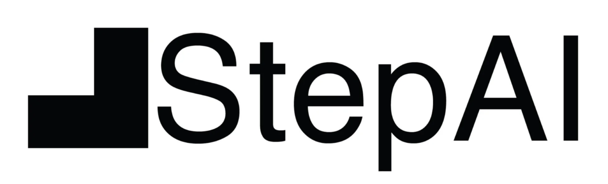黒いL字型のグラフィックと「StepAI」という文字が組み合わされたロゴマーク