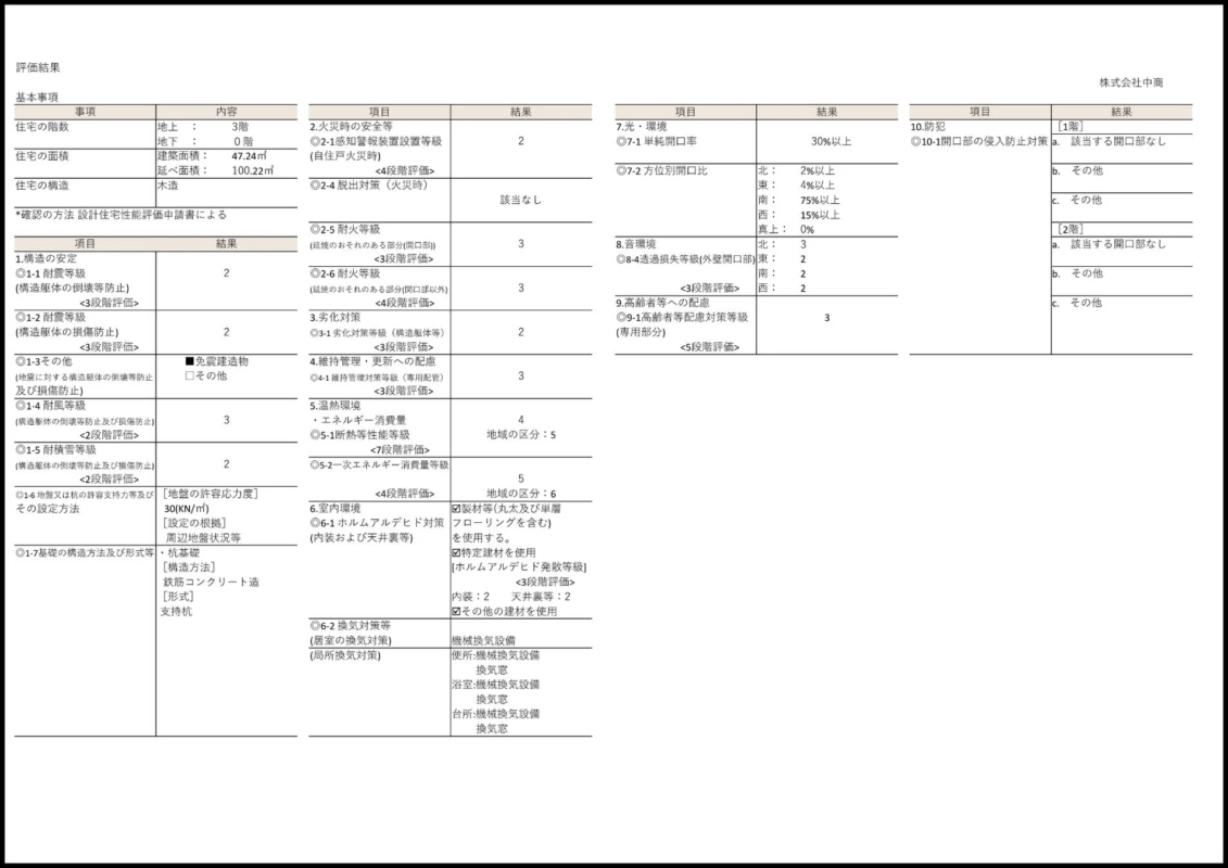 住宅性能評価書サンプル