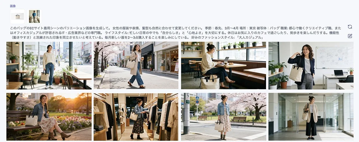 ECサイト着用シーンのバリエーション例