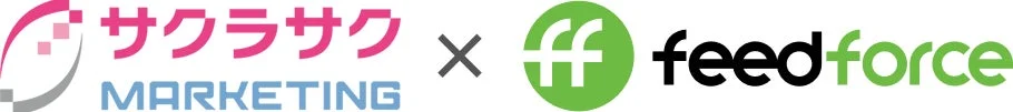 サクラサクマーケティングとフィードフォースのコラボレーションを示すロゴ