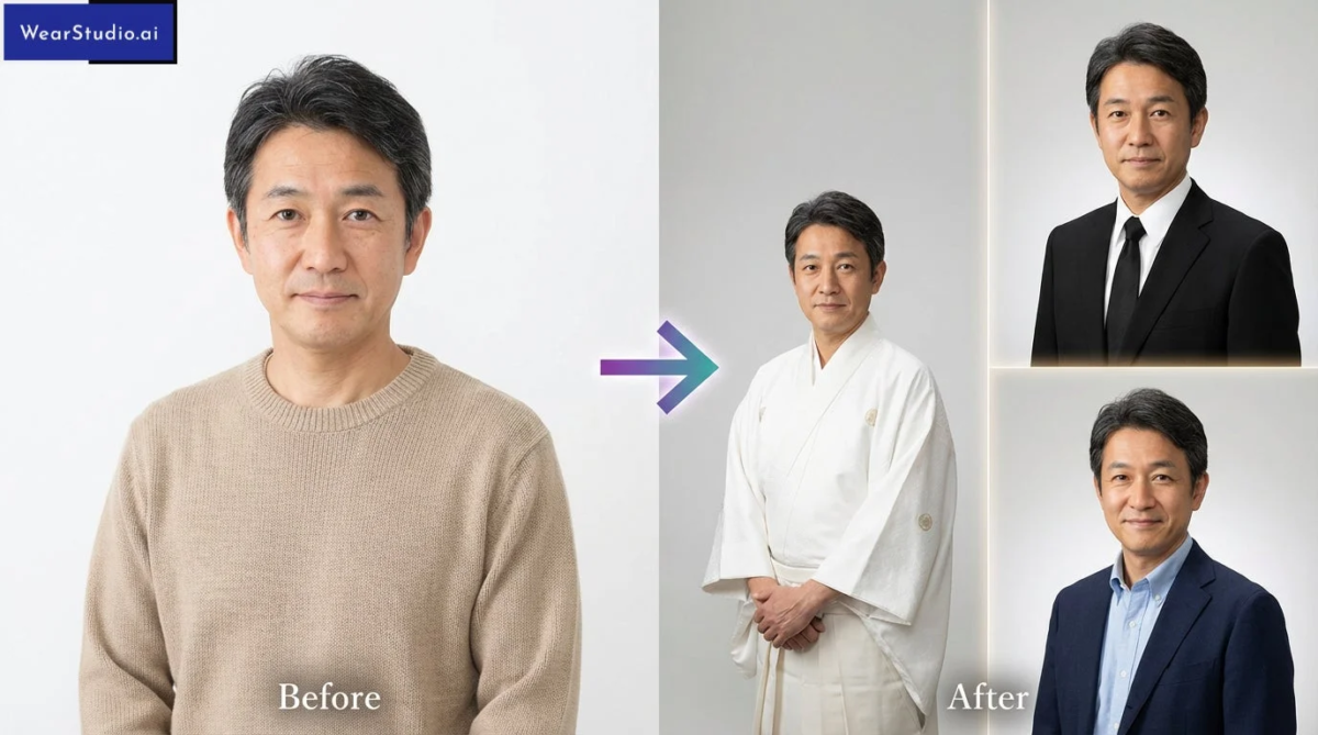 AIによる服装のビフォーアフター