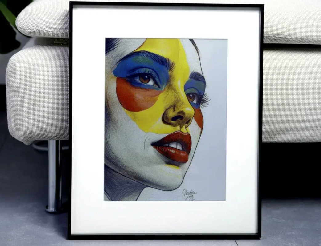 カラフルな女性のポートレート画