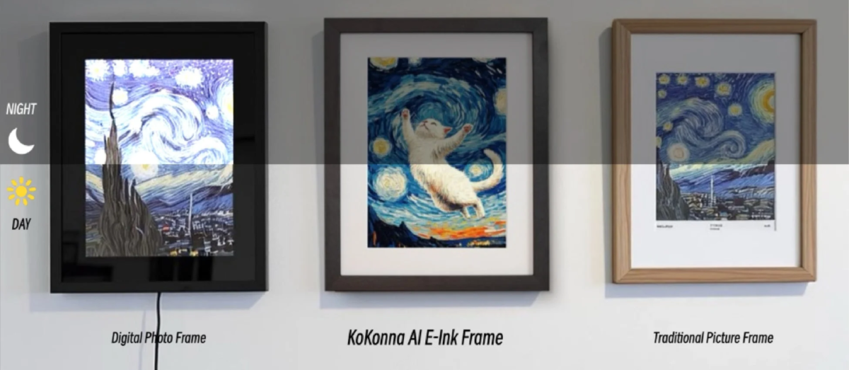 NIGHT DAY Digital Photo Frame KoKonna AI E-Ink Frame Traditional Picture Frame