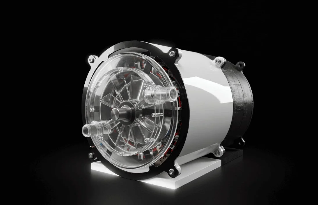 透明なカバーを持つ円筒形の機械装置