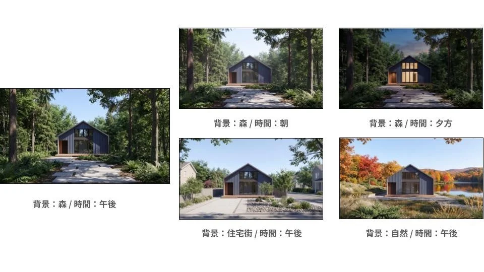 様々な背景・時間帯のCG例