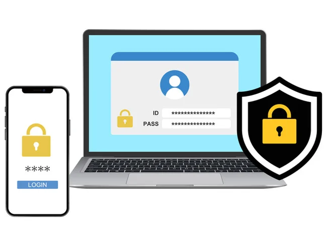 ログイン画面に表示されたセキュリティ関連のアイコン