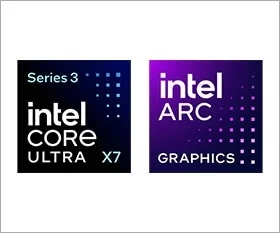 Intel Core Ultra X7 Series 3 と Intel Arc Graphicsのロゴ