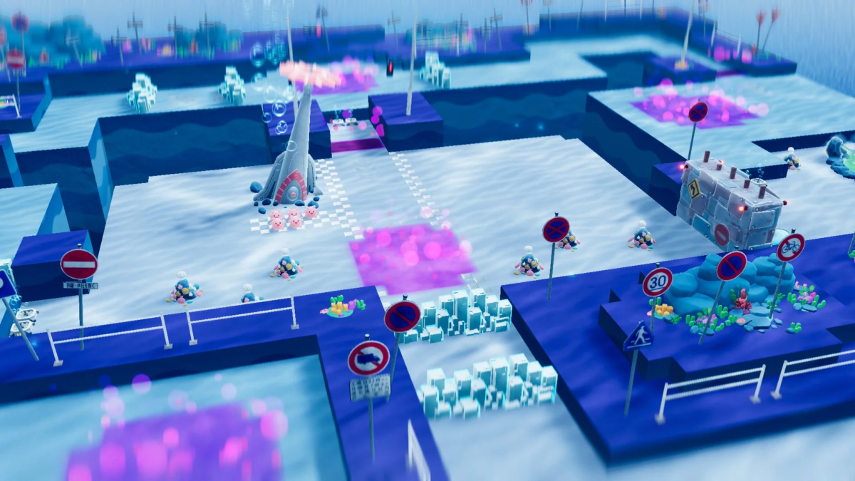 ゲームのようなスタイルの水中都市の画像