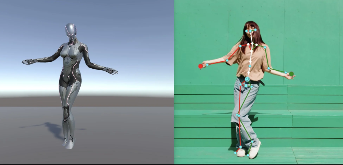 ロボットと人物のポーズ推定の比較