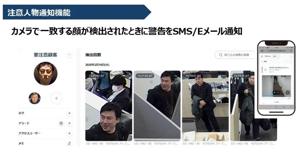 注意人物通知機能の画面例