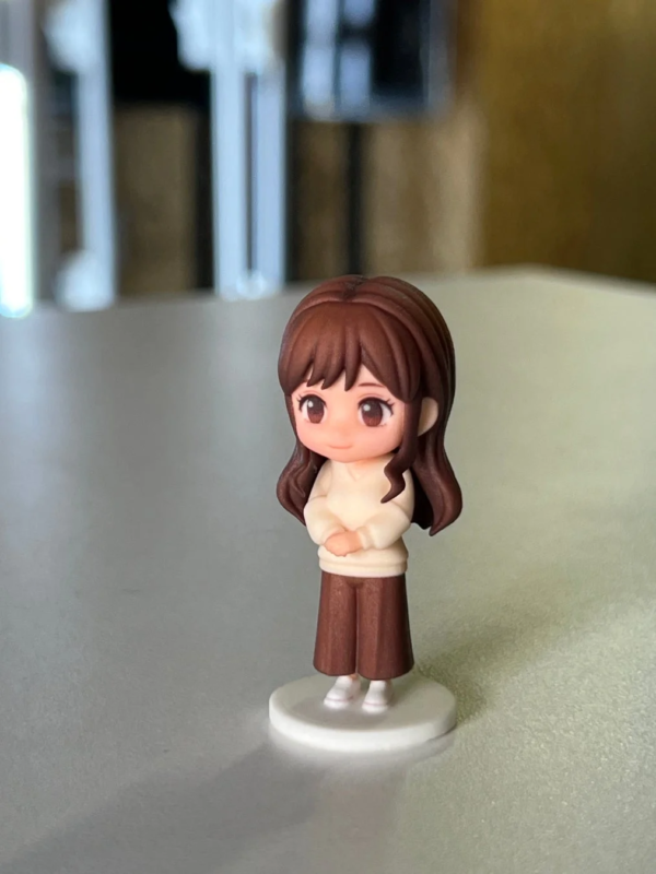茶髪の可愛らしい女の子のねんどろいど風造形例