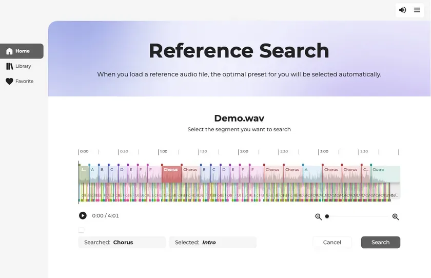 Melody Flip オーディオデータ解析画面イメージ