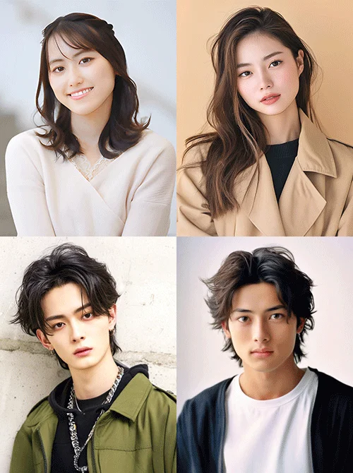 四人の若者のポートレート