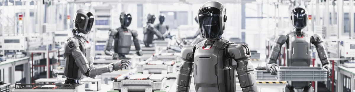 工場で作業する人型ロボット