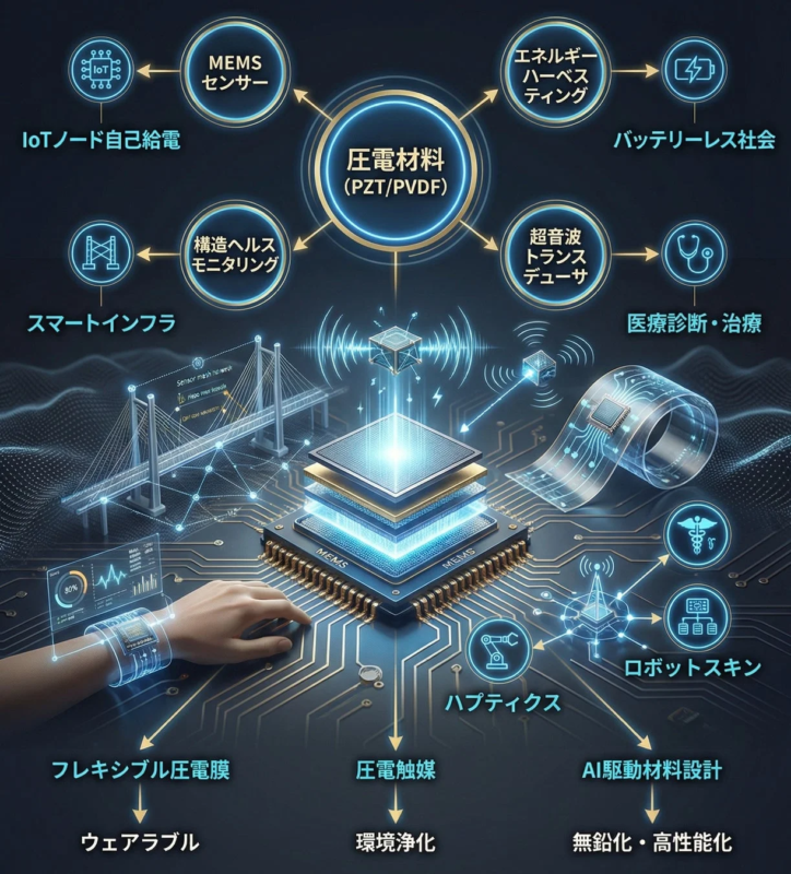 圧電材料の応用分野