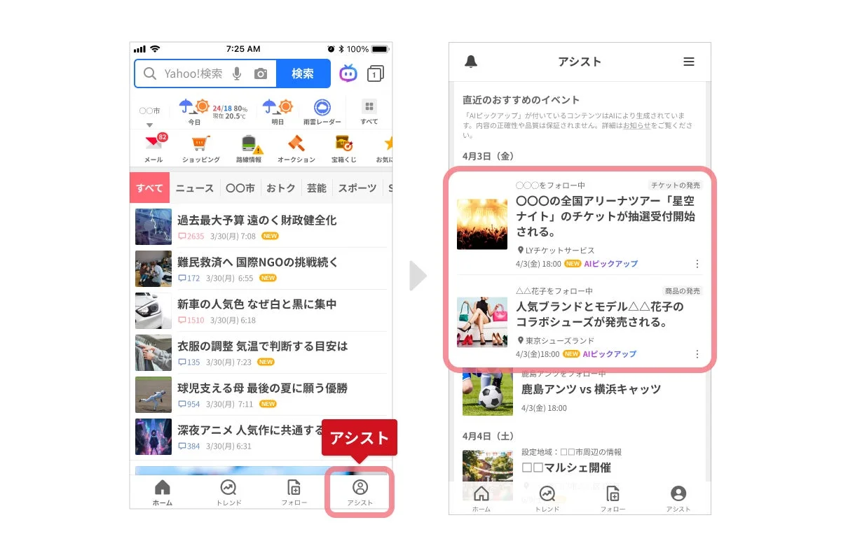 AIピックアップの掲出イメージ