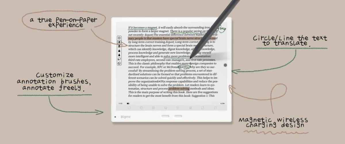 Bigme電子書籍リーダーとスタイラスペン