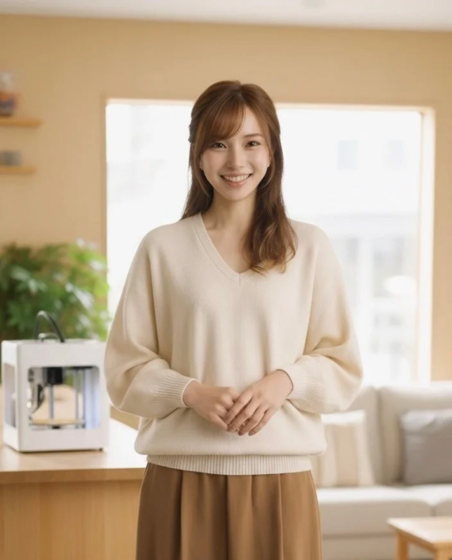 笑顔で立つ女性