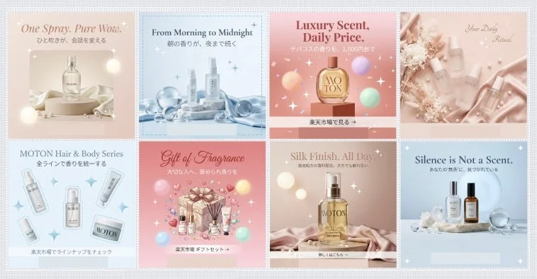 生成されたカルーセル画像例：MOTONシリーズ